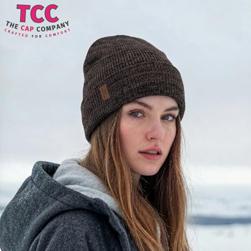 Beanie Fleece Lined Soft for Men Women | Winter Hats Warm Double Layered Stylish Knited Cuffed Plain Beanie Skull Cap | - color: A07- Brown/Black