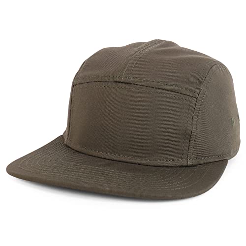 Armycrew 5 Panel Structured Firm Front Camper Snapback Cap - color: Dark Olive