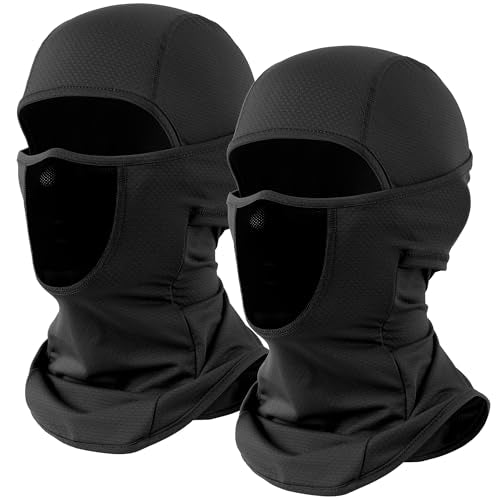 WTACTFUL Breathable Balaclava Face Mask Men, Summer UPF 50+ Sun Protection - color: Black+black