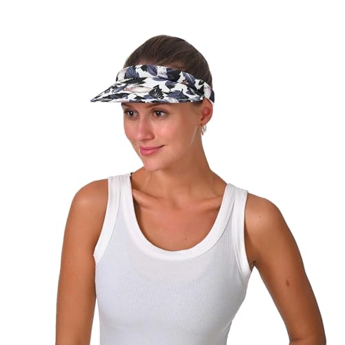 Cotton Visor Hat Women Men Clip-on Visors Hats Adjustable Outdoor Sports Golf Beach Wide Brim Sun Cap - color: Leafc-white