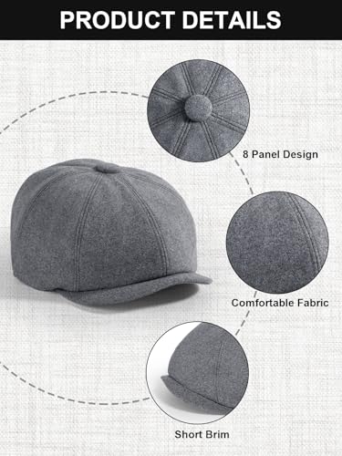 Senker Fashion 2 Pieces Newsboy Cap for Men - color: Black Light Grey