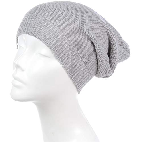 an Unisex Striped Knit Slouchy Beanie Hat Lightweight Soft Fashion Cap - color: 5104-ltgrey