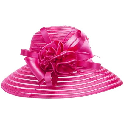 Lawliet Womens Satin Ribbon Church Wedding Sun Wedding Occasion Hat A214 - color: Hot Pink