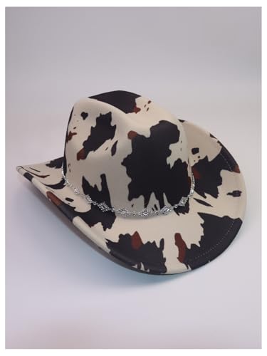 Verdusa Women's Western Cowboy Hat Rhinestone Wide Brim 2026 Cowgirl Hat - color: Cow Brown