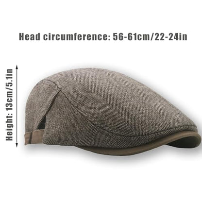 Mens Herringbone Tweed Newsboy Cap Flat Ivy Gatsby Hat Adjustable Cabbie Cap for Women - color: Light Khaki
