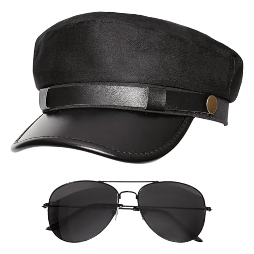 Gvhntk Yacht Boat Sailor Captain Hat/Police Hat/Chauffeur Hats Cap for Men Women Newsboy Cap Officer Cop Cosplay Costume Hats - style: Chauffeurs