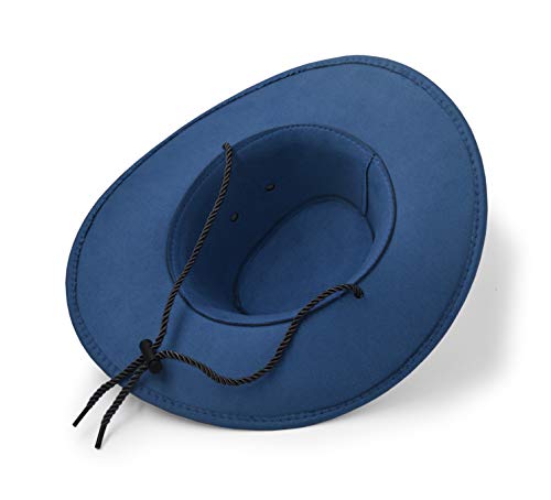 Cowboy Hat, Sun Hat Faux Felt Leather Suede Travel Cap Western Hat Outdoor Sun Protect - color: Navy