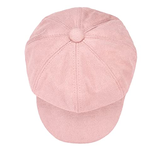 Newsboy Cabbie Baker boy hat Beret Cap for Women Pageboy Visor Paperboy Hat Sailor Fiddler Hat Adjustable - color: Pink Tweed