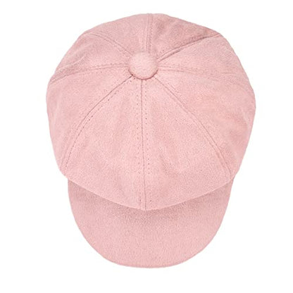 Newsboy Cabbie Baker boy hat Beret Cap for Women Pageboy Visor Paperboy Hat Sailor Fiddler Hat Adjustable - color: Pink Tweed