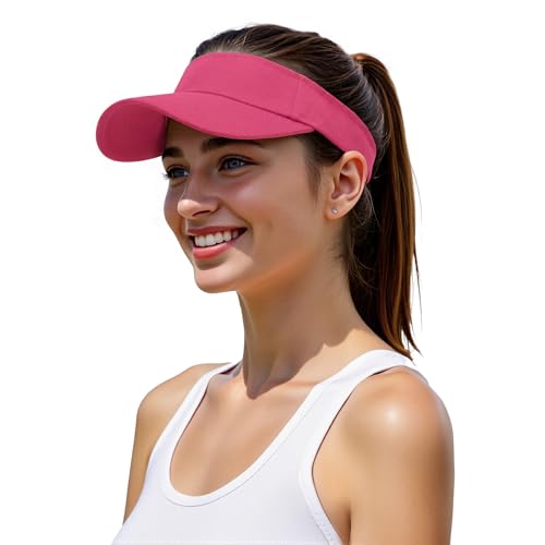 American Trends Sun Visor Hat for Women, Lightweight Quick-Dry Golf Visor - color: Rose Red