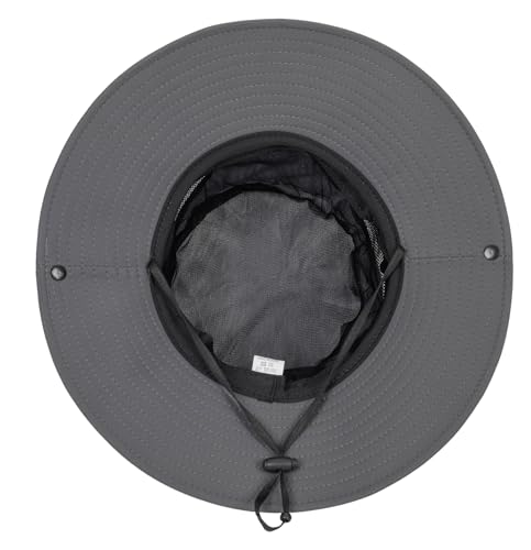Kids Sun Hat with UV Protection Beach Bucket hat Safari Boonie Cap - color: Grey