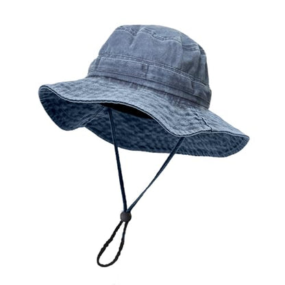 Camo Bucket Hat for Men Women, UPF 50+ Wide Brim Sun Protection - color: Blue