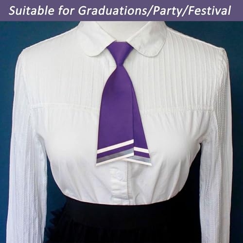 Mantieqingway Women Uniform Necktie Adjustable Strap Striped Pre-tie Ties - color: Dark Purple