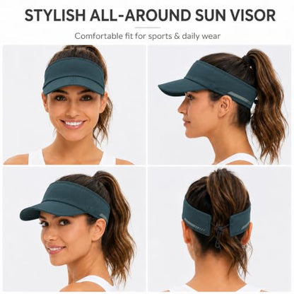 Sun Visor Caps Foldable Brim Adjustable Visor Hats for Women Men - color: 2# Teal