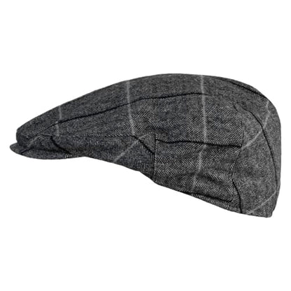 Large Plaid Wool Polyester Blend Ivy Cap - color: Grey, size: Large-X-Large