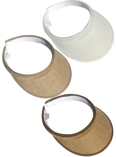 3 Pieces Clip On Visors Women Men Visor Outdoor Sports Golf Hat - color: Khaki, Beige, Brown