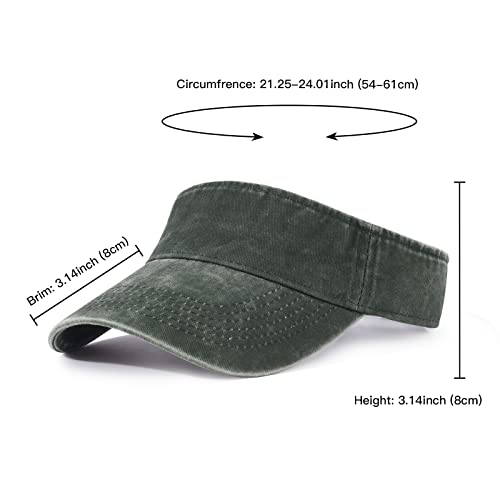 HH HOFNEN Sports Sun Visor Hats Cotton Adjustable Golf Caps for Men Women - color: #1c Army Green