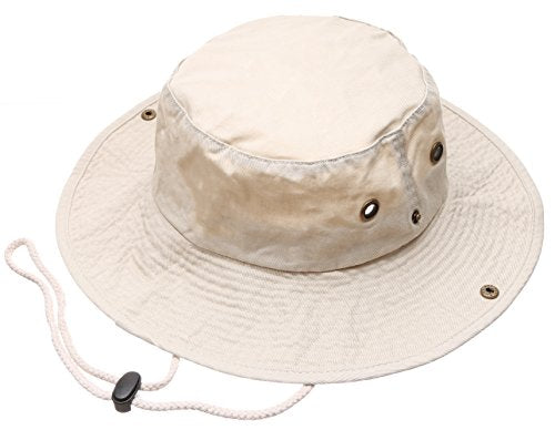 Summer Outdoor Boonie Hunting Fishing Safari Bucket Sun Hat with Adjustable Strap - color: Putty, size: Small-Medium