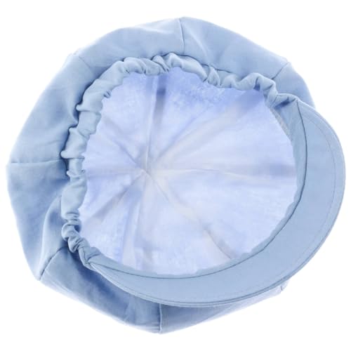 Lipodo Classic Baker Boy Cap Made in Italy Linen Cotton Ladies Elastic Band Spring Summer - color: Light Blue