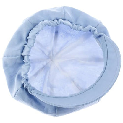 Lipodo Classic Baker Boy Cap Made in Italy Linen Cotton Ladies Elastic Band Spring Summer - color: Light Blue