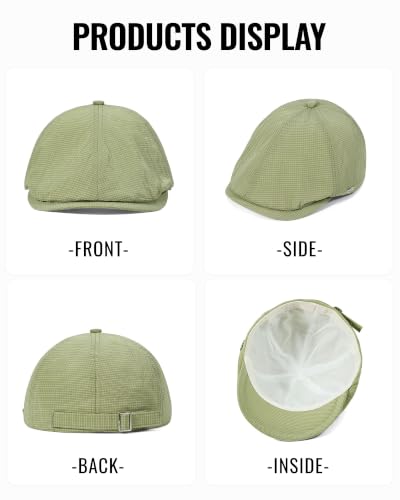 CLAPE Lightweight Breathable Flat Hat, Water-Resistant Newsboy Cap - color: Nb2609-green