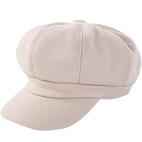 Newsboy Caps for Women Classic Beret Hats Autumn Winter Cap - color: Beige