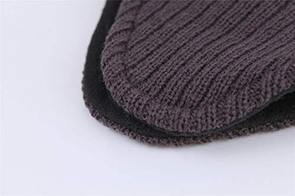 Connectyle Men's Knit Winter Hat with Ear Flaps Fleece Lined Beanie Warm Knitted Skull Cap Beanies Watch Hat - color: Dark Grey