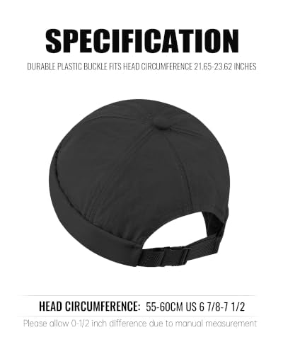 Clakllie Quick Dry Brimless Docker Cap for Men Summer Beanie Sailor Skullcap Lightweight Waterproof Adjustable No Brim Hat - color: S-ct81-black