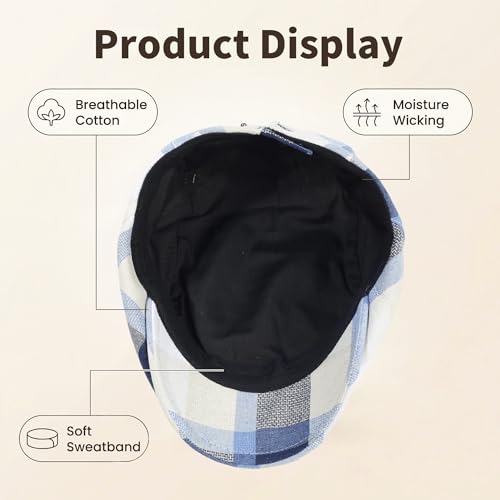 3Pcs Men's Newsboy Caps Cotton Cooling Hat Adjustable Flat Cap for Men - color: 2#-red+blue+yellow