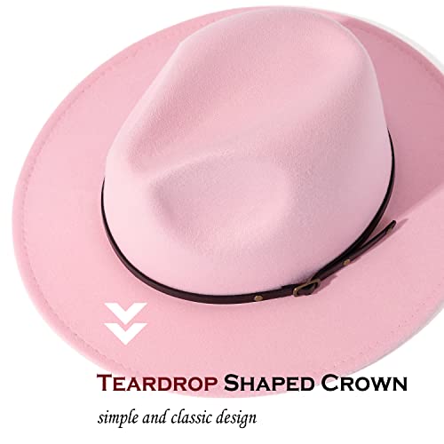 Lisianthus Women Belt Buckle Fedora Hat - color: Pink