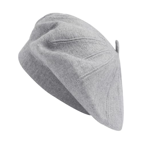 ZLYC Women French Beret Hat Reversible Solid Color Knit Warm Artist Cap - color: Grey