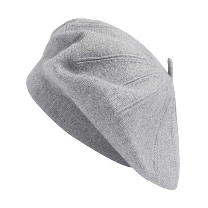 ZLYC Women French Beret Hat Reversible Solid Color Knit Warm Artist Cap - color: Grey