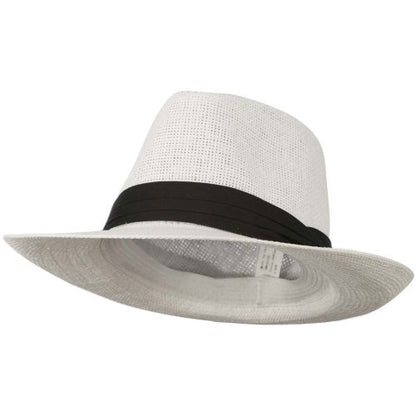 Jeanne Simmons Men's Large Brim Fedora Hat - color: White, size: Medium