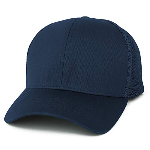 Trendy Apparel Shop Oversize XXL Structured Trucker Mesh Baseball Cap - color: Navy