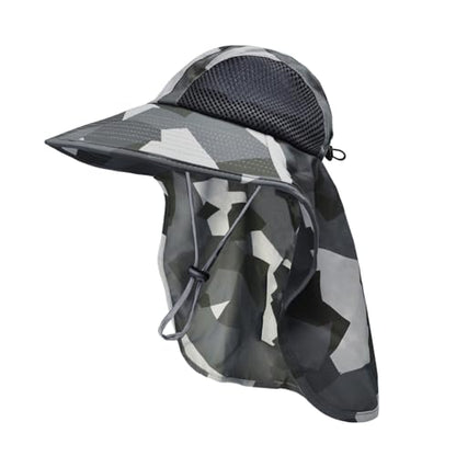 Sun Hat for Men Women with Neck Flap,UPF 50+ UV Protection Fishing Hat - color: 1pack-grey Camo