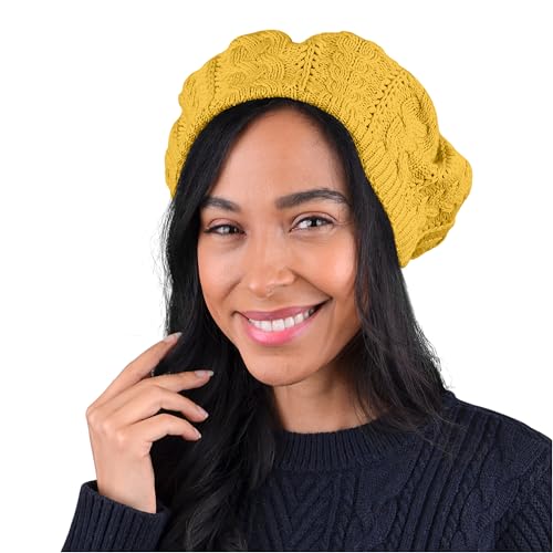 Nollia Soft Knit Solid Color Beanie, Chic, and Lightweight Crochet Knitted Style Beanie Hat for Women, One Size Slouchy Hat - color: Yellow