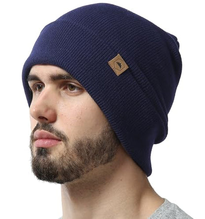 Tough Headwear Beanie Hat - Stretch-Fit Beanie for Men - Insulated Winter Hats for Women - Durable Knit Men’s Winter Cap - color: Navy Blue