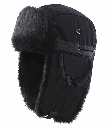 Connectyle Men's Trapper Hat Faux Fur Lined Winter Earflap Hat Warm Windproof Snow Ski Hats