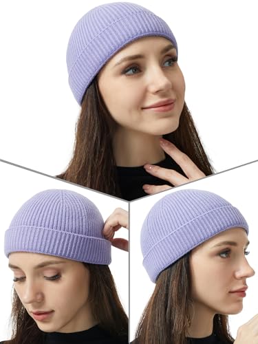 vidsel Thin Wool Fisherman Beanie Hat for Men Women Fall Winter Fashion Cap - color: 1-lavender
