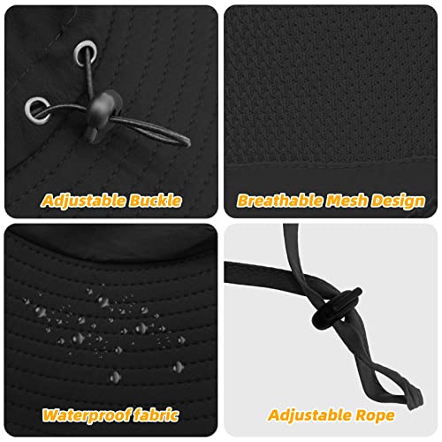 Fishing Hat for Men Sun Protection Hat with Removable Neck Flap Face Cover - color: Black