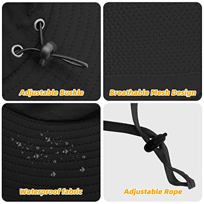 Fishing Hat for Men Sun Protection Hat with Removable Neck Flap Face Cover - color: Black