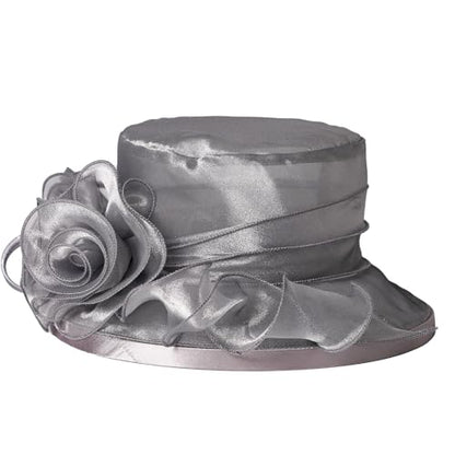 Floral Wedding Hat for Women's Tea Party Fascinators Kentucky Church Derby Hats - color: Grey