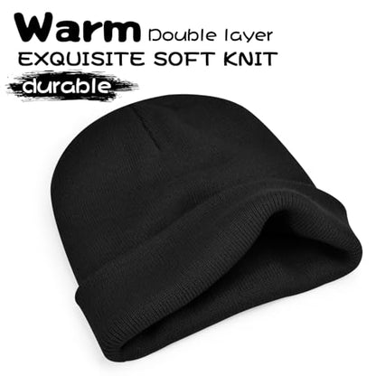 ZOORON Beanie for Men Women Warm Winter Hat Unisex Soft Knit Cuffed Beanie - color: Black