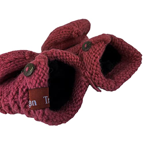 Agan Traders Women's 2026 Winter Mitten Hat Warm Fleece Lined Oversized Thick Chunky Slouchy From Nepal - color: Burgundy