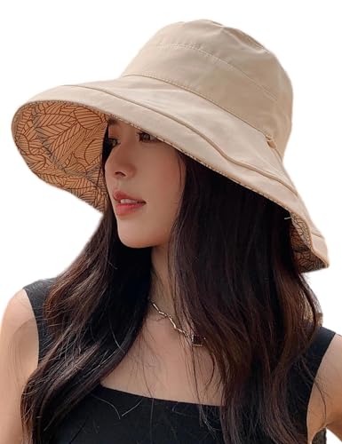 FaroDor Women's Reversible Bucket Hat UV Protection Packable Travel Cap Wide Brim Sun Hats 2026 - color: 6beige