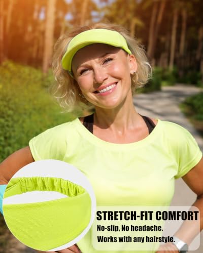 Cooling Stretchy Visor Hat Sports Sun Headband UV Visors Hats - color: Bright Yellow