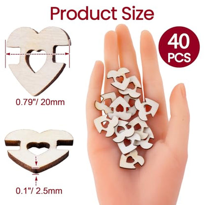 40pcs Wooden Hat Pom Poms Buttons, 20mm Removable Knitted Hat Love Button, Heart Shape Faux Fur Fastener Sewing Accessories for Crochet Knitting Beanies- Light Brown(C) - color: Light Brown-C-40pcs