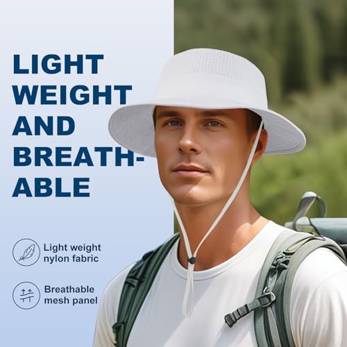 VOBOOM Unisex Wide Brim UV Protection Fishing Sun Hat - color: White