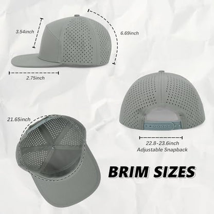 Quick Dry Baseball Cap Flat Brim Snapback Golf Hat for Men Women - color: Lightgrey