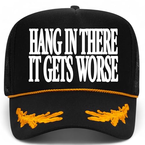 Hang in There It Gets Worse Mesh Back Hat - color: Black/Oak Leaves